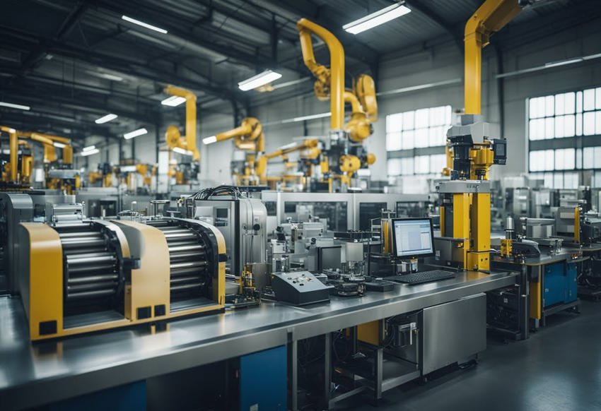 A manufacturing floor, with a range of manufacturing machinery.